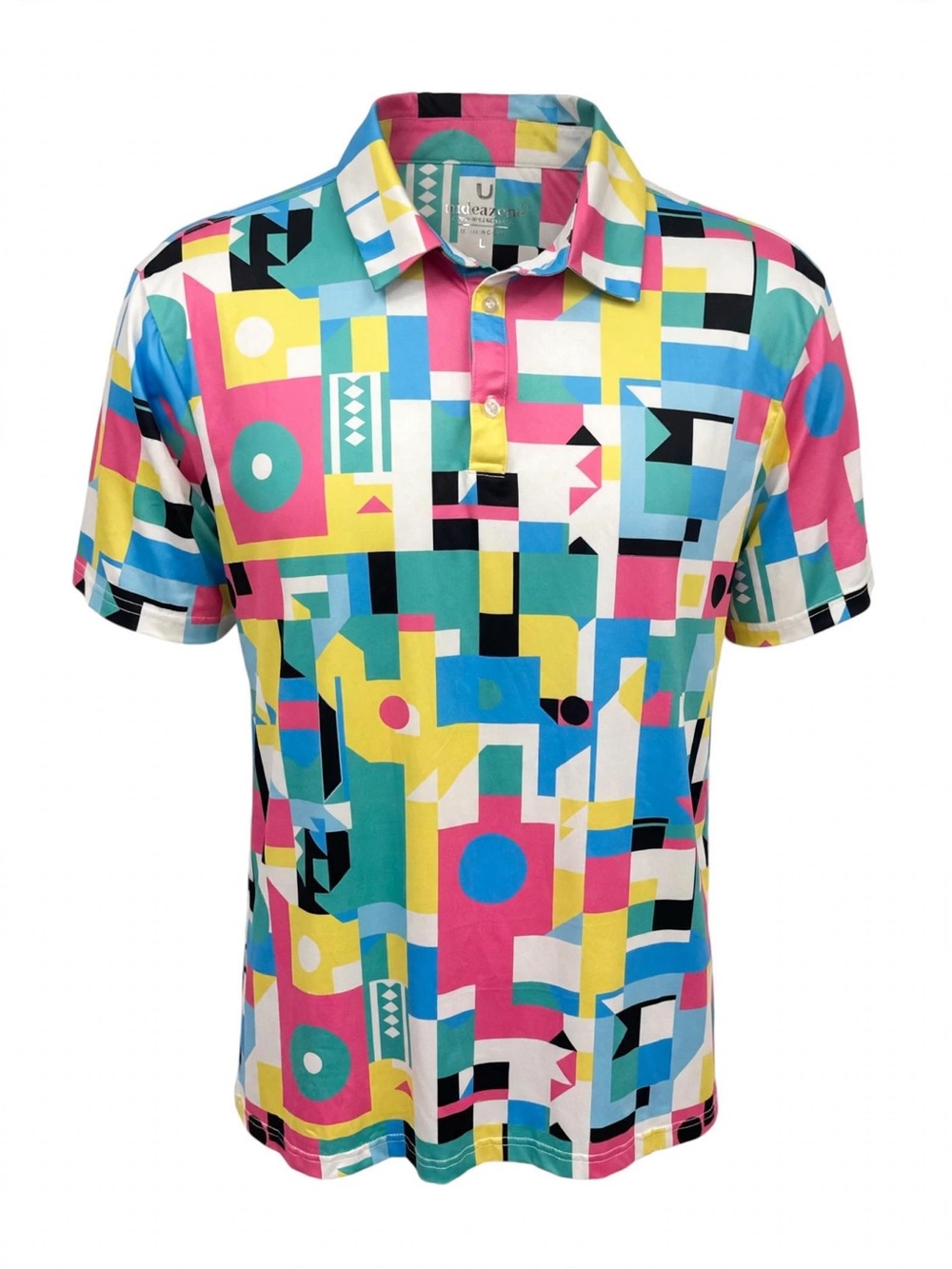 Colorblock Geometric Polo Shirt - Multicolor